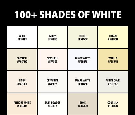 100 Shades Of White Color