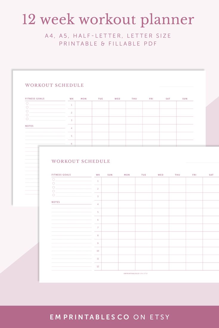 12 Week Workout Planner Workout Schedule 3 Month Fitness Planner Fillable Amp Printable Planner