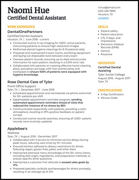 17 Dental Assistant Resume Examples That Work In 2025