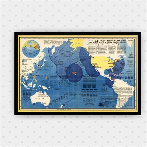 1938 World War 2 Map U S Navy Ships Map World War Ii Etsy Ireland