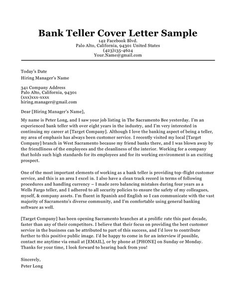 2 Entry Level Bank Teller No Experience Cover Letter Examples Visualcv