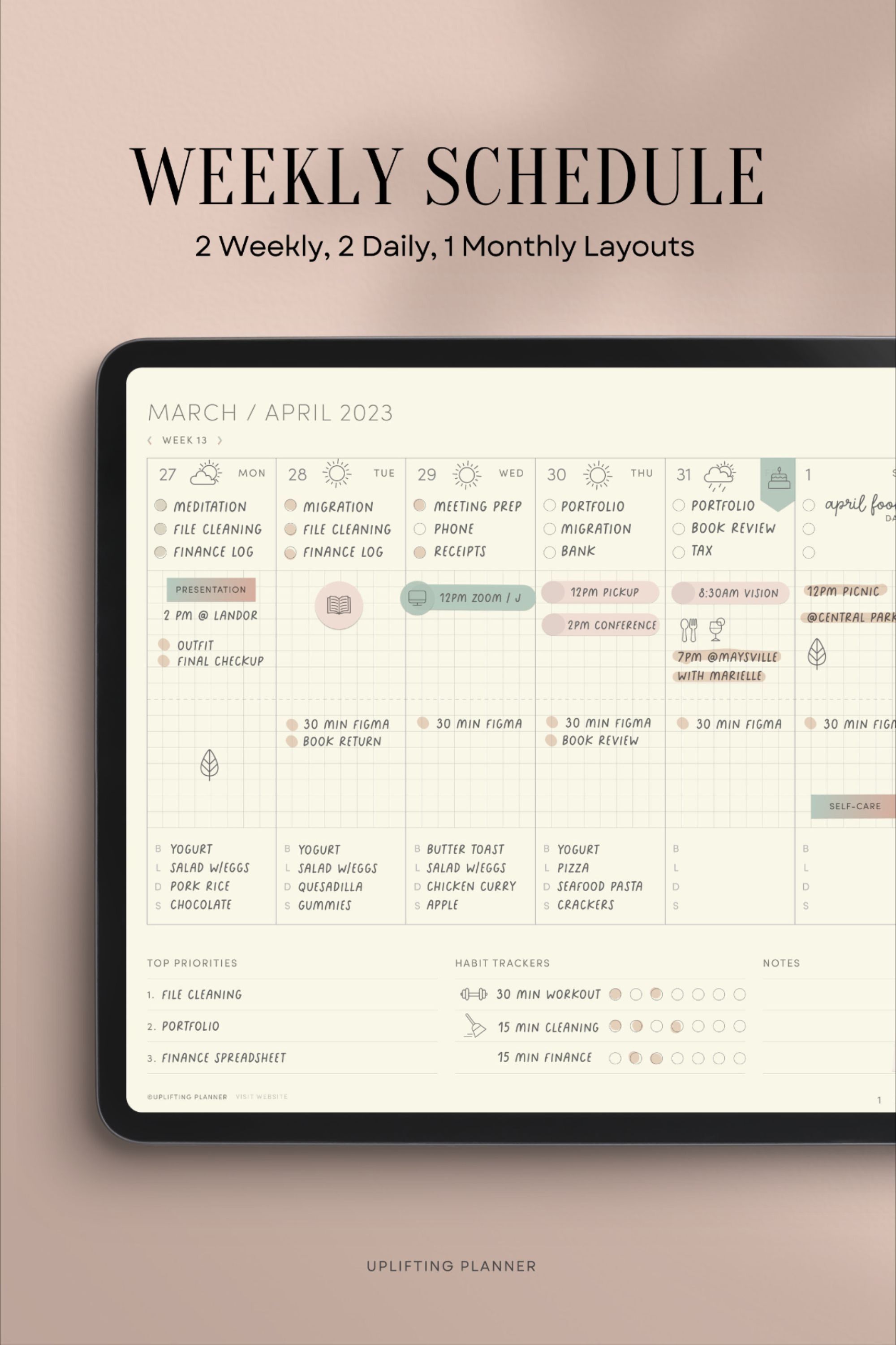 2024 Essential Planner Digital Goodnotes Planner Simple Weekly Schedule