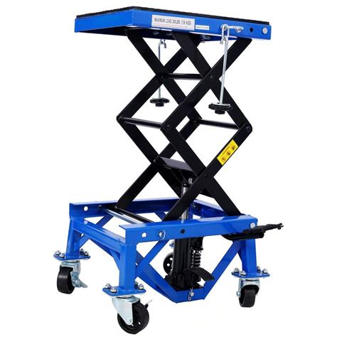 300Lbs Blue Hydraulic Scissor Jack Lift Essential Foot Operated