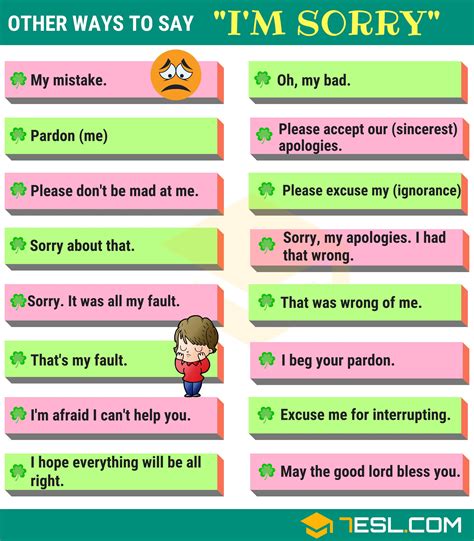 35 Useful Ways To Say I M Sorry In Writing And Speaking 7Esl B I