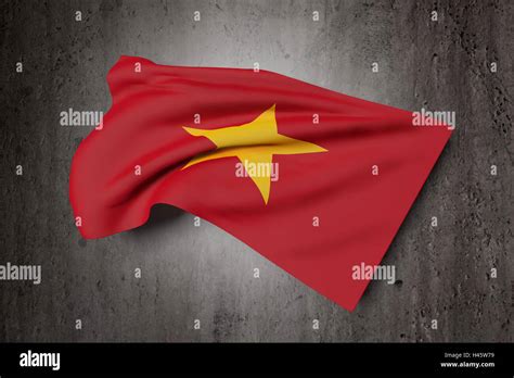 3D Rendering Of A Socialist Republic Of Vietnam Flag Waving On Dirty