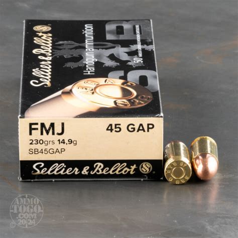 45 Gap Full Metal Jacket Fmj Ammo For Sale By Sellier Bellot 50