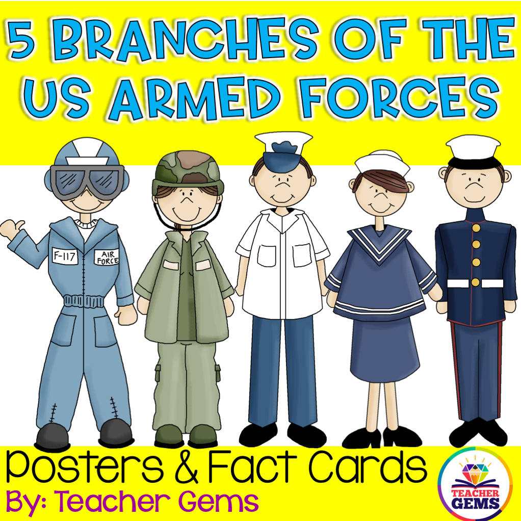 5 Branches Of The Us Armed Forces Posters Fact Cards By Teacher Gems