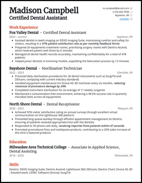 5 Certified Dental Assistant Resume Examples For 2025