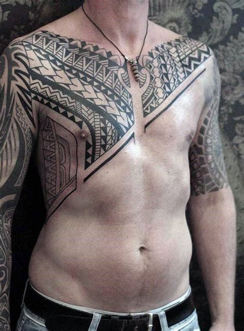 50 Tribal Chest Tattoos For Men Masculine Design Ideas