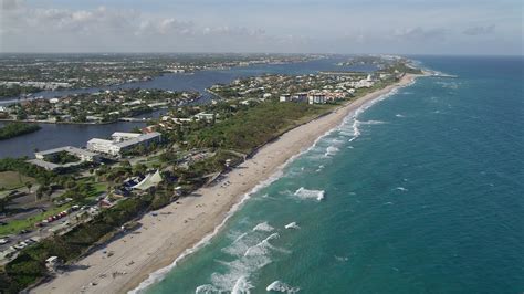 5K Stock Footage Aerial Video Of Following The Coast Near Boynton Beach