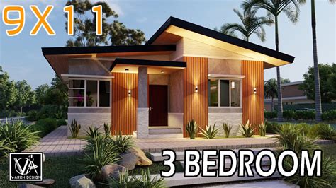 9X11 Meters Bungalow House Design 3 Bedroom Youtube