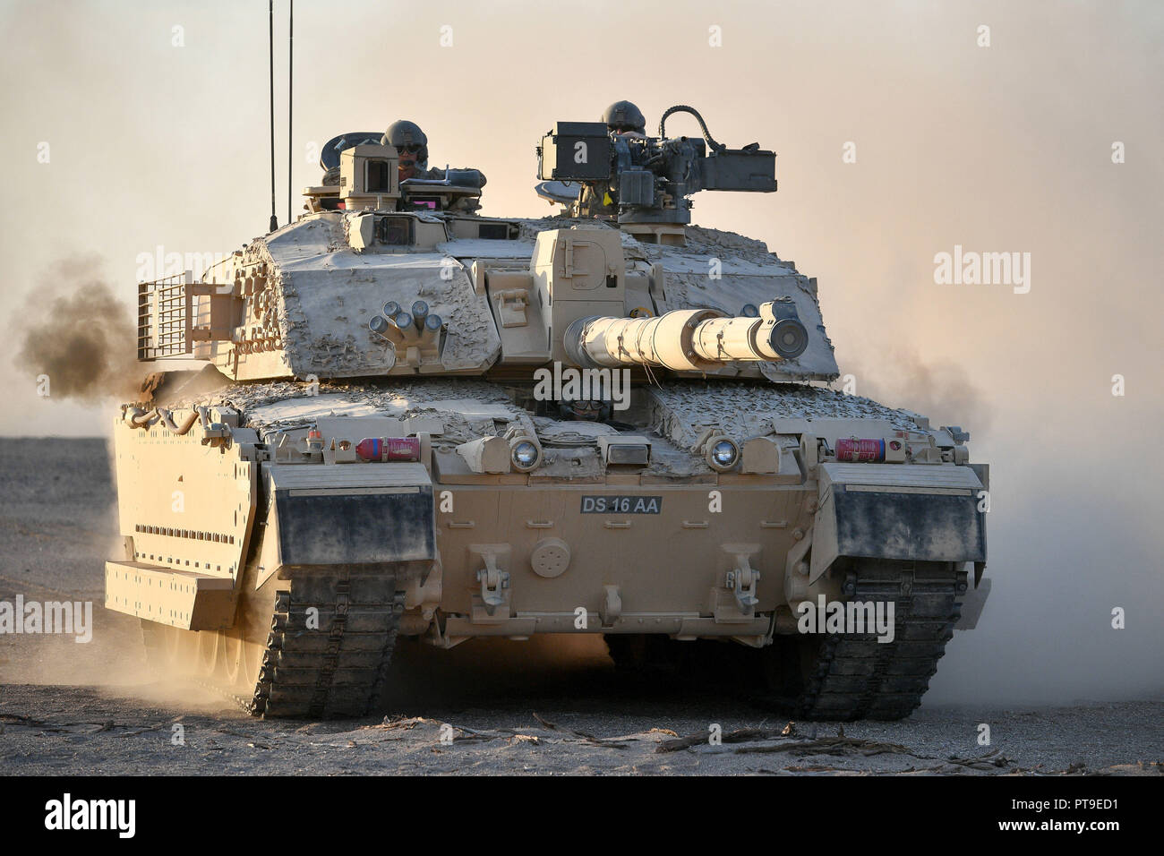 A Challenger Ii Main Battle Tank On Manoeuvres In The Oman Desert