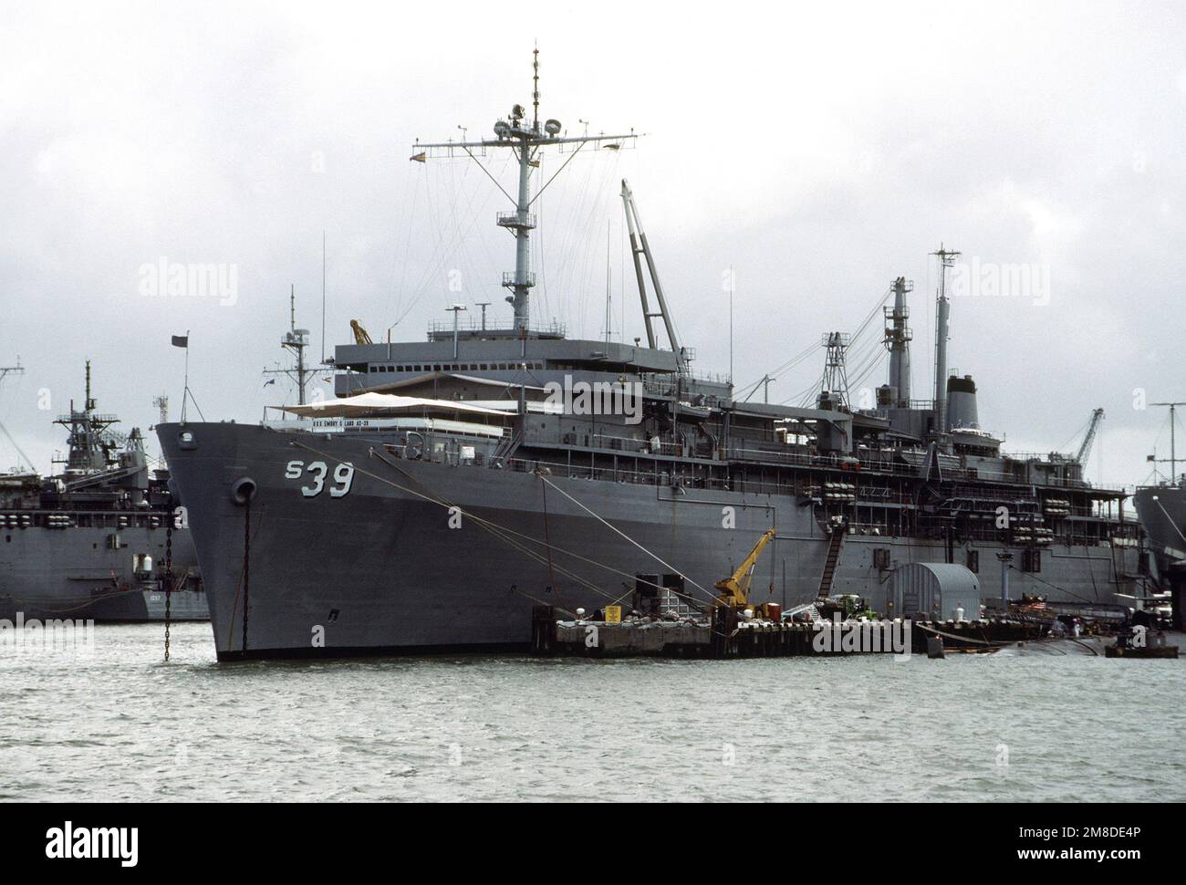 A Port Bow View Of The Submarine Tender Uss Emory S Land As 39 Tied