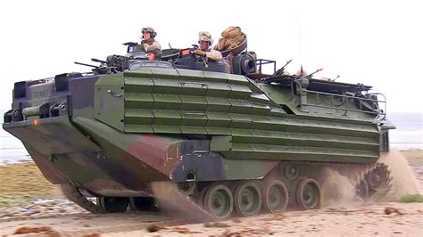 Aav 7A1 Assault Amphibious Vehicles Beach Landing Youtube