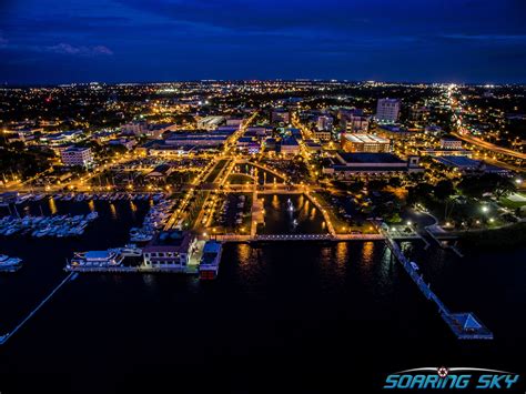 Aerial View Overlooking The Downtown River District Of Fort Myers At