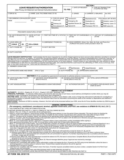 Af Form 988 Fill Out Printable Pdf Forms Online