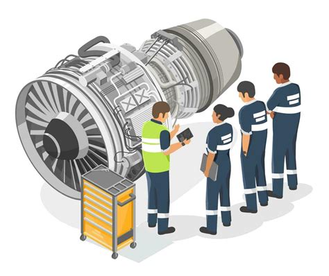 Aircraft Engineer Training School With Jet Engine Technicians Checking