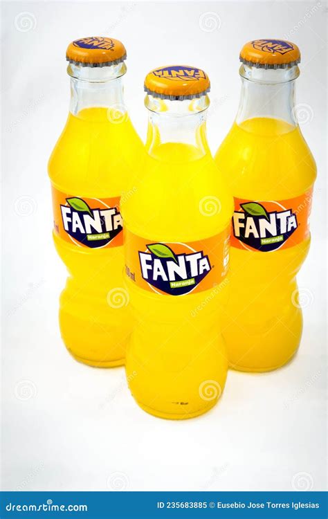 Almeria Spain November 25Th 2021 Three 200Ml Orange Flavoured Fanta