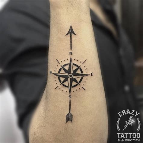 Arrow Compass Tattoo Wrist