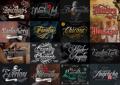 Artstation 100 Premium Tattoo Font Bundle Custom Tattoos Design