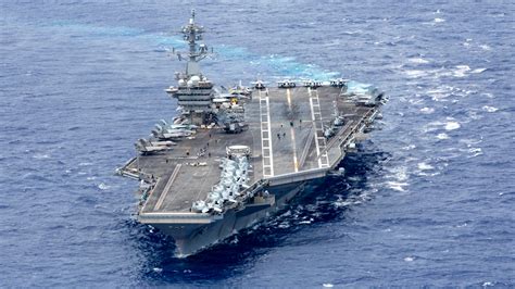 At Sea 2Nd Apr 2022 The Nimitz Class Aircraft Carrier Uss Abraham