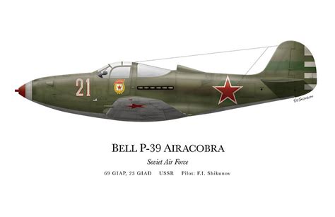 Bell P 39 Airacobra In Soviet Service Color Profile Aviation Art