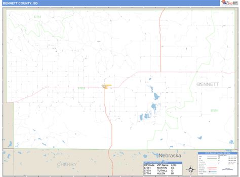 Bennett County South Dakota Zip Code Wall Map Maps Com Com