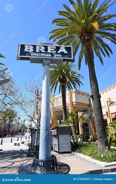 Brea California 28 Mar 2023 Downtown Brea Welcomes You Sign At Brea