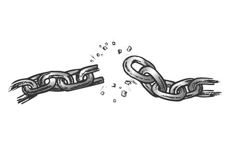 Broken Metallic Chain Freedom Concept Ink Vector 662699