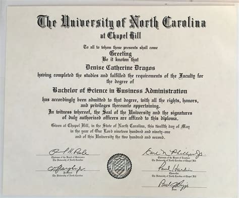 Bsba Diploma From The University Of North Carolina