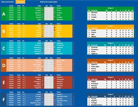 Calendario Eurocopa 2024 Excel