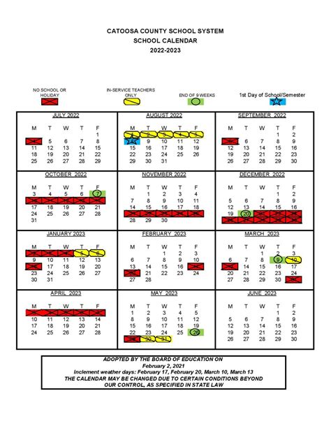 Catoosa County Schools Calendar 2022 2023 Holidays