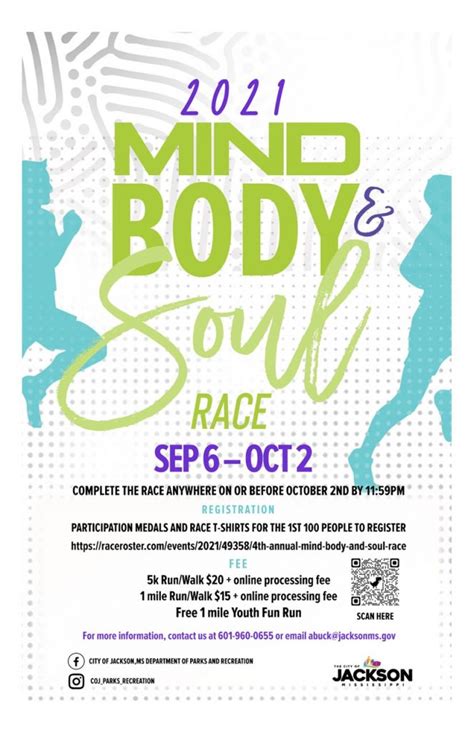 City Of Jackson 2021 Virtual Mind Body Soul Race Flyer Jackson Ms