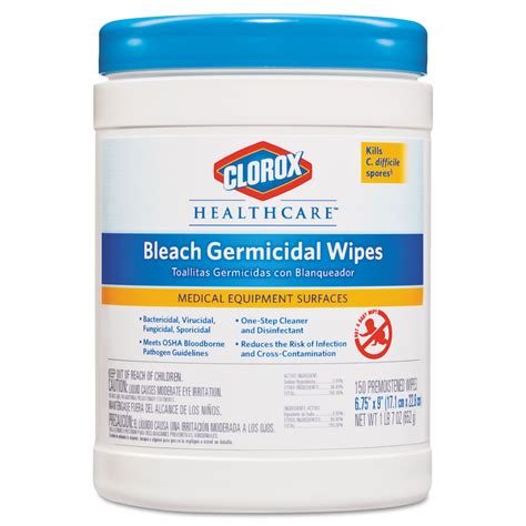 Clorox Healthcare Unscented Bleach Germicidal Wipes Kills Viruses