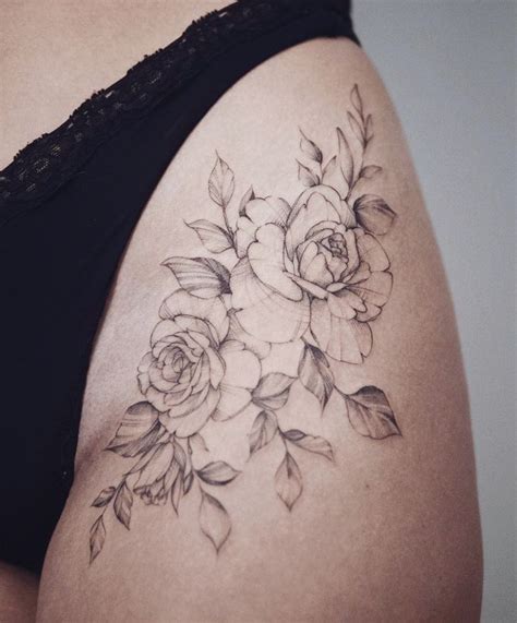 Closer Up Floral Thigh Tattoos Flower Hip Tattoos Hip Tattoo