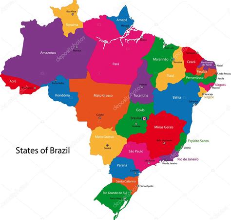 Colorful Brazil Map Stock Vector Volina 1205062