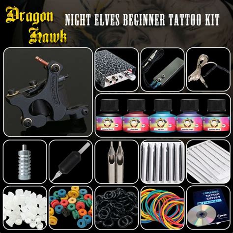 Complete Beginner Tattoo Kit Machine Guns Inks Needles Tattoo Power