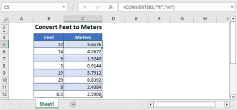 Convert Feet To Meters In Excel Google Sheets Automate Excel