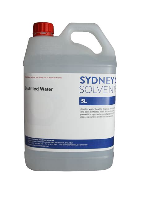 Distilled Water 5 Litre Sydney Solvents