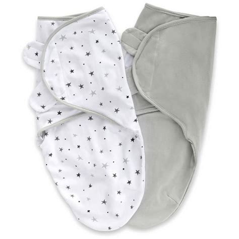 Ely S Co Adjustable Swaddle Blanket Infant Baby Wrap Grey Stars And