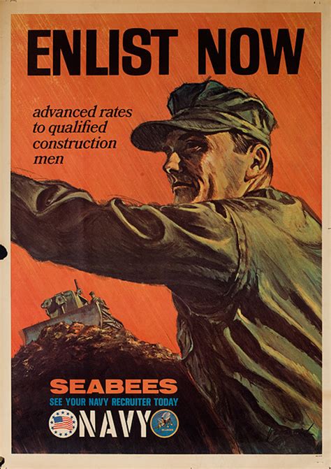 Enlist Now Seabees Navy Vietnam War Recruiting Poster David Pollack