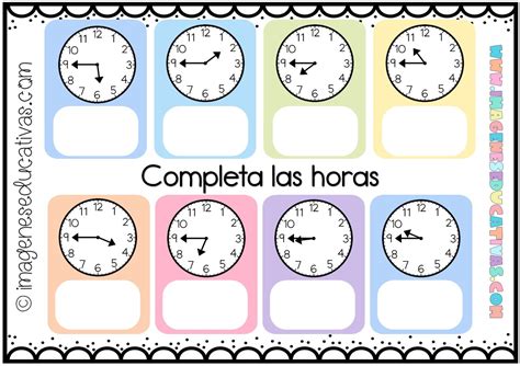 Fichas Para Aprender La Hora Relojes Anal Gicos Con Manecillas