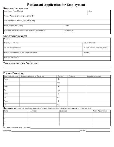 Fillable Food Service Application Form Printable Pdf Download