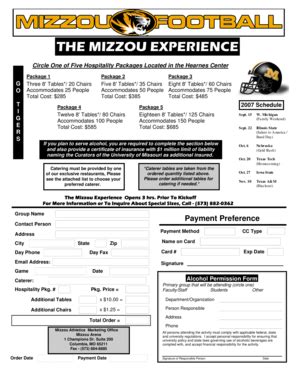 Fillable Online Mizzou Experience Form Fax Email Print Pdffiller