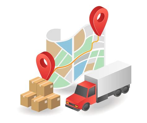 Flat Isometric Illustration Concept Logistics Delivery Location Map