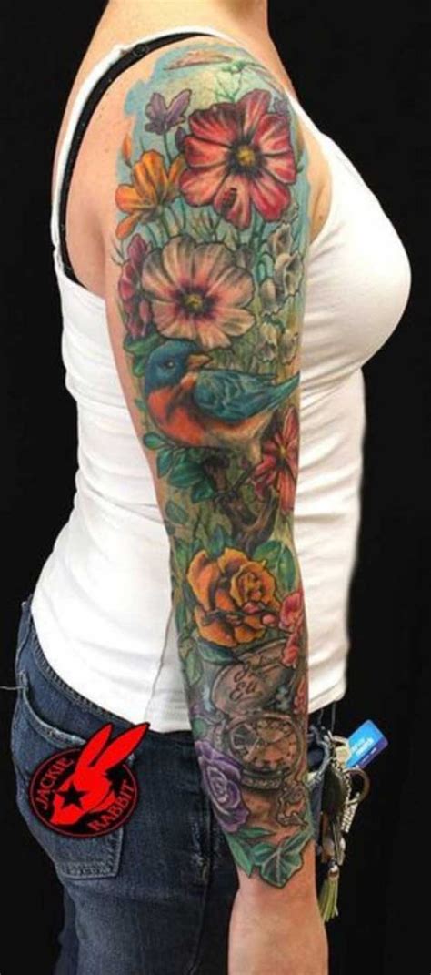 Floral Full Sleeve Tattoo Bird Tattoo Sleeves Full Sleeve Tattoo