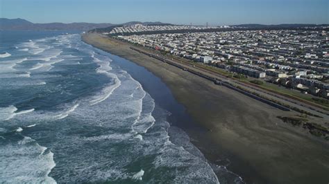 Fly Over Ocean Beach And Great Highway Approach Outer Sunset District