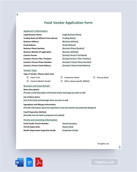 Food Vendor Application Template