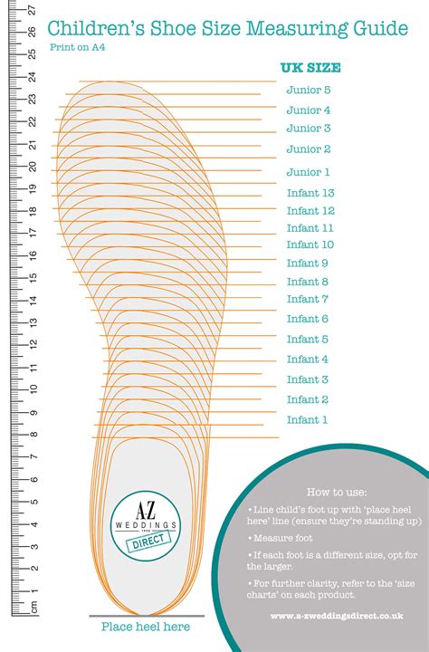 Foot Measurement Printable Shoe Sizing Chart