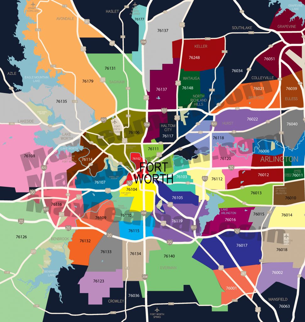 Fort Worth Zip Code Map Printable